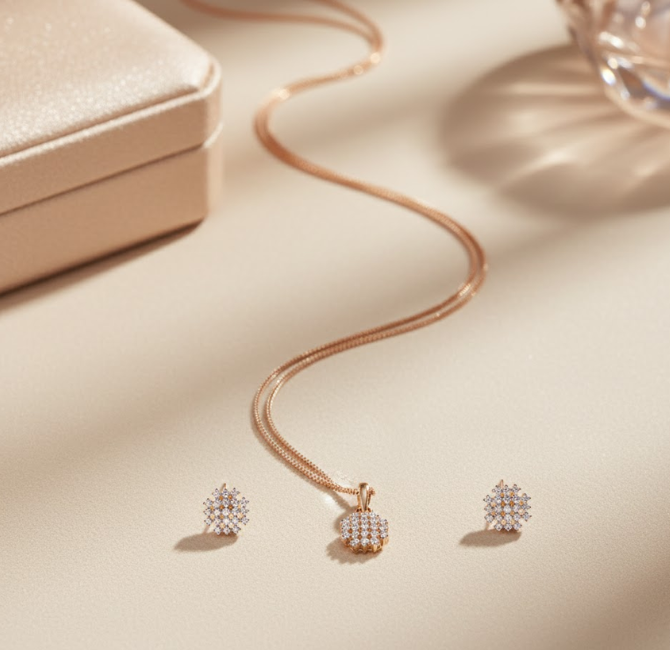 Diamond Heart Pendant Set in Pune — Gold Mart Jewellers