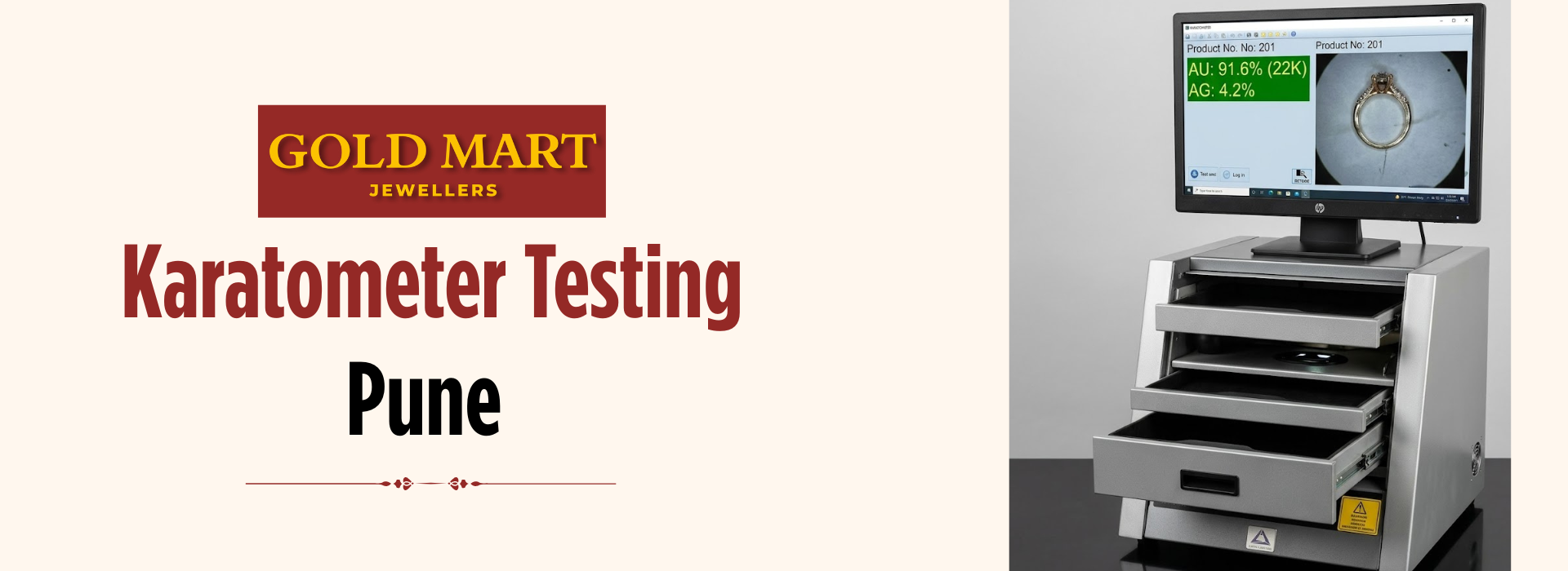 Karatometer testing Pune jewellers use to check gold purity on screen