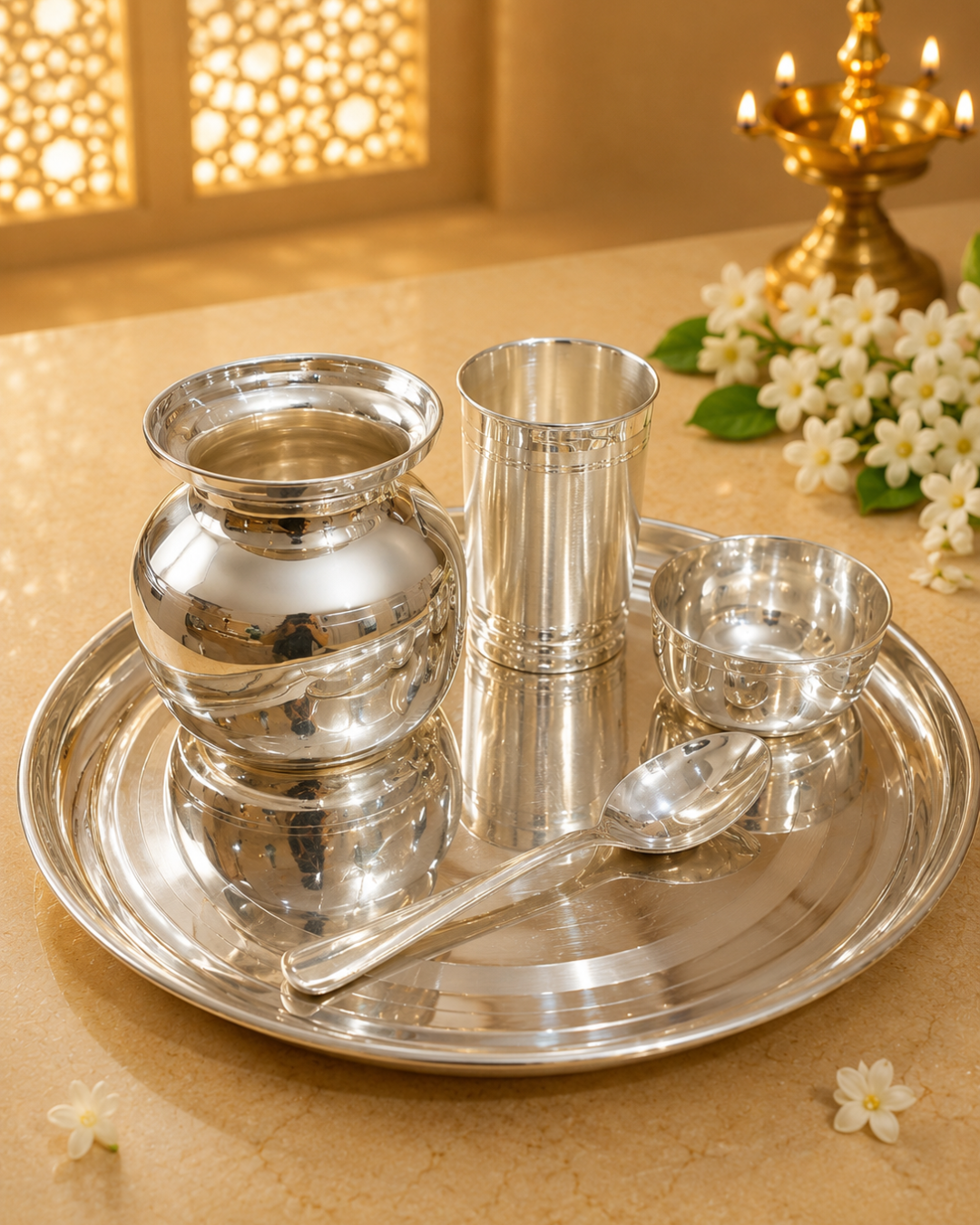 Silver Thali Set in Pune — Gold Mart Jewellers