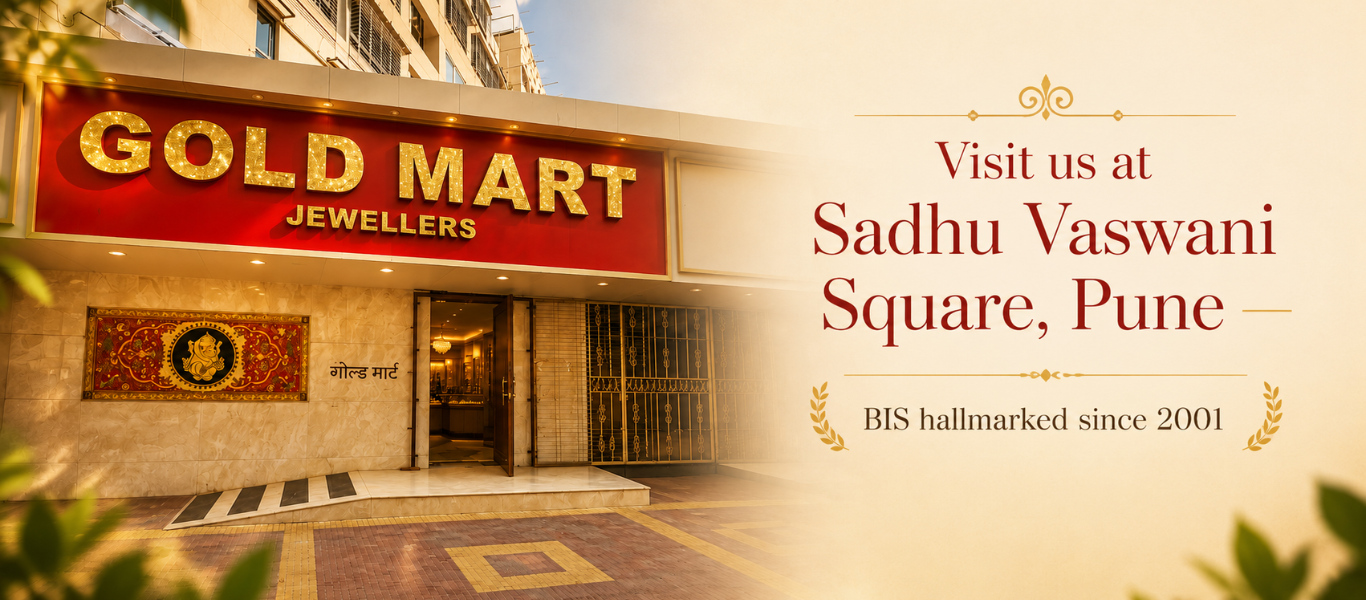 Contact Gold Jewellers in Pune — Gold Mart storefront at Sadhu Vaswani Square