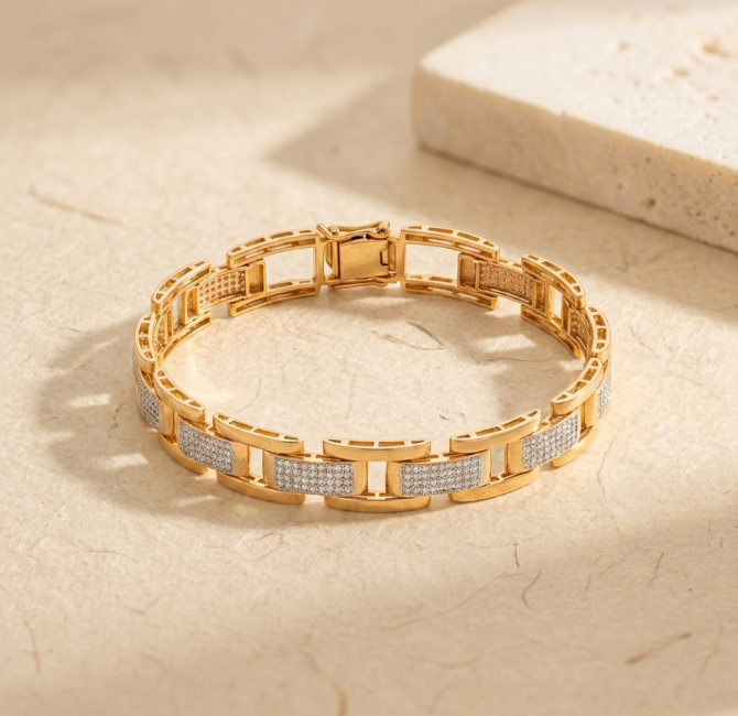 Bold gold bracelet for men, Pune
