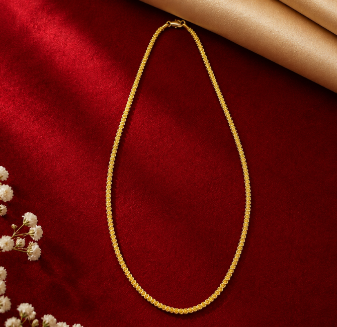 Gold chain Pune — 22KT hallmarked men's chain with interlocking flat links