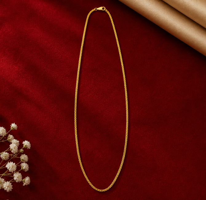 22KT men's thin cable-link jewellery piece with simple round link design