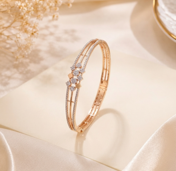Rose gold floral bracelet, Pune