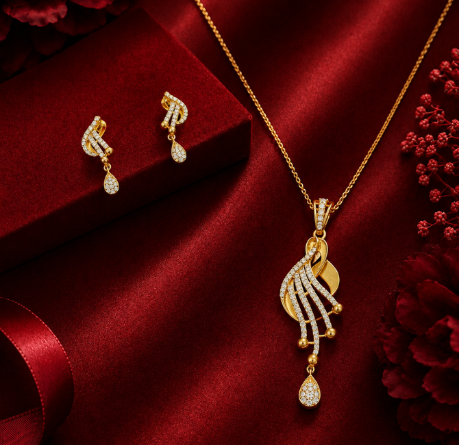 Cascade Diamond Pendant Set in hallmarked gold
