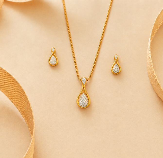 Teardrop Diamond Pendant Set in hallmarked gold