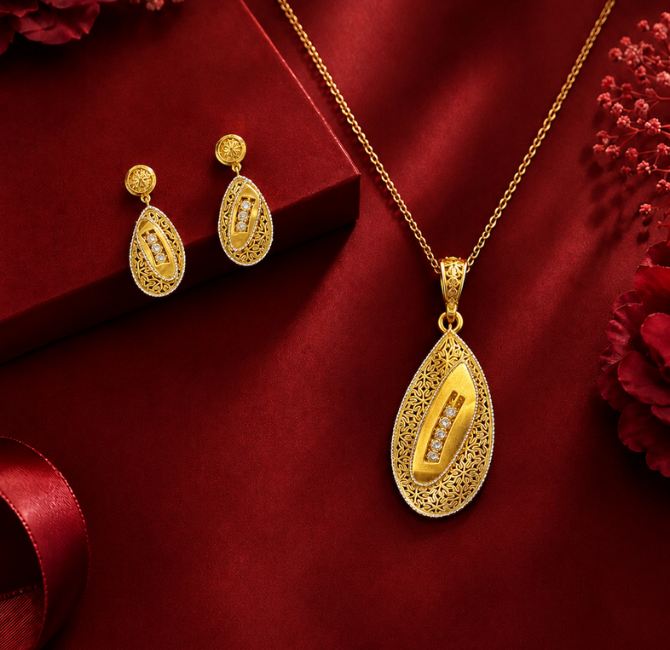Vintage floral diamond necklace in hallmarked gold